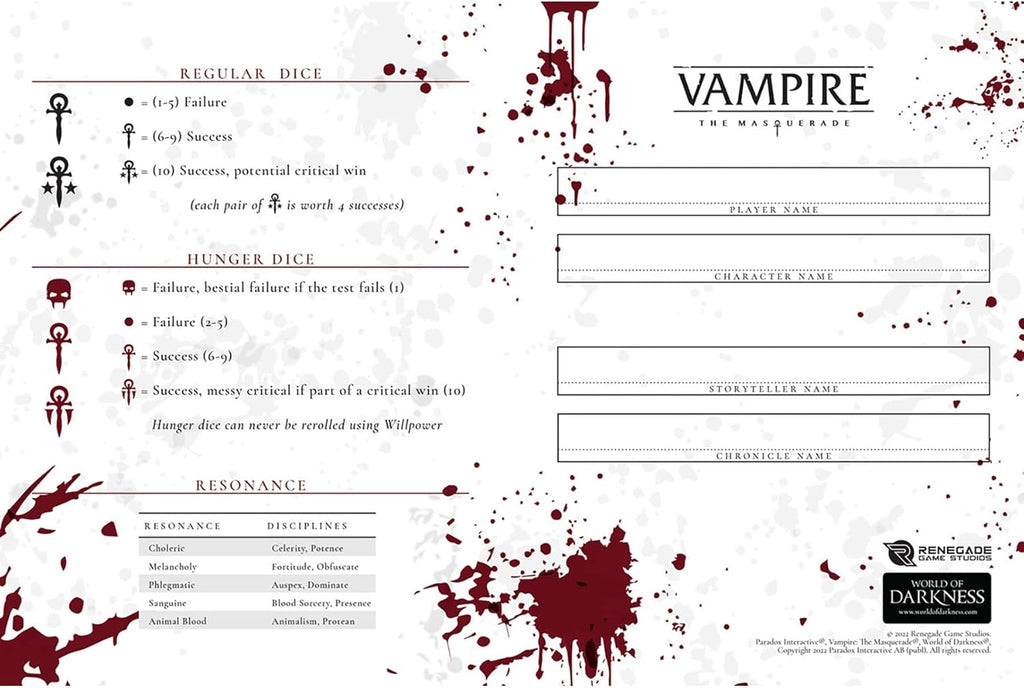 Vampire The Masquerade RPG: 5th Edition Character Journal | Role Playing Game