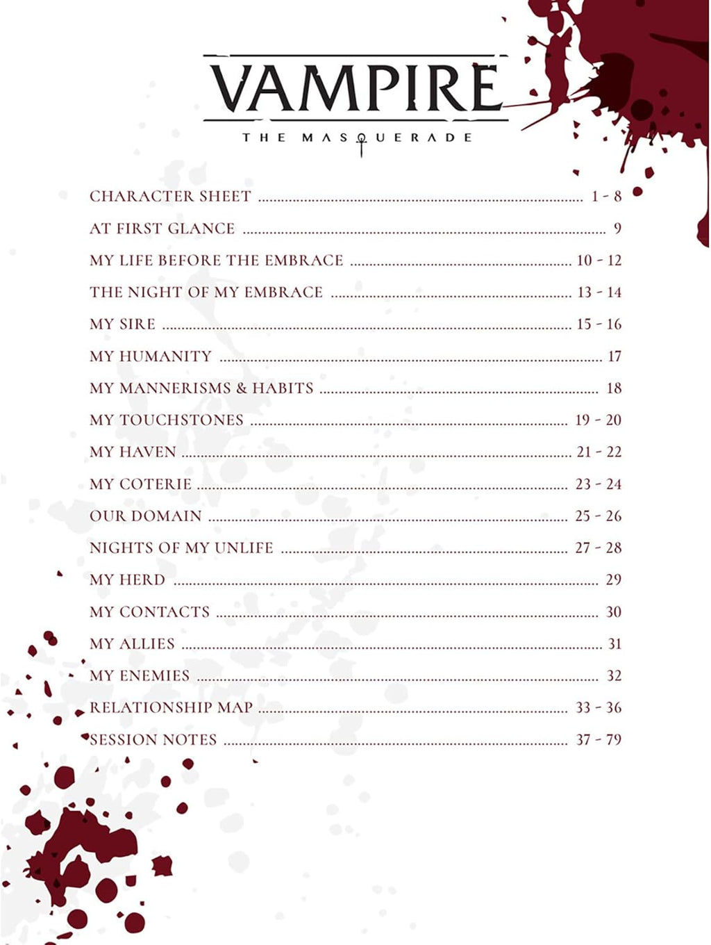 Vampire The Masquerade RPG: 5th Edition Character Journal | Role Playing Game