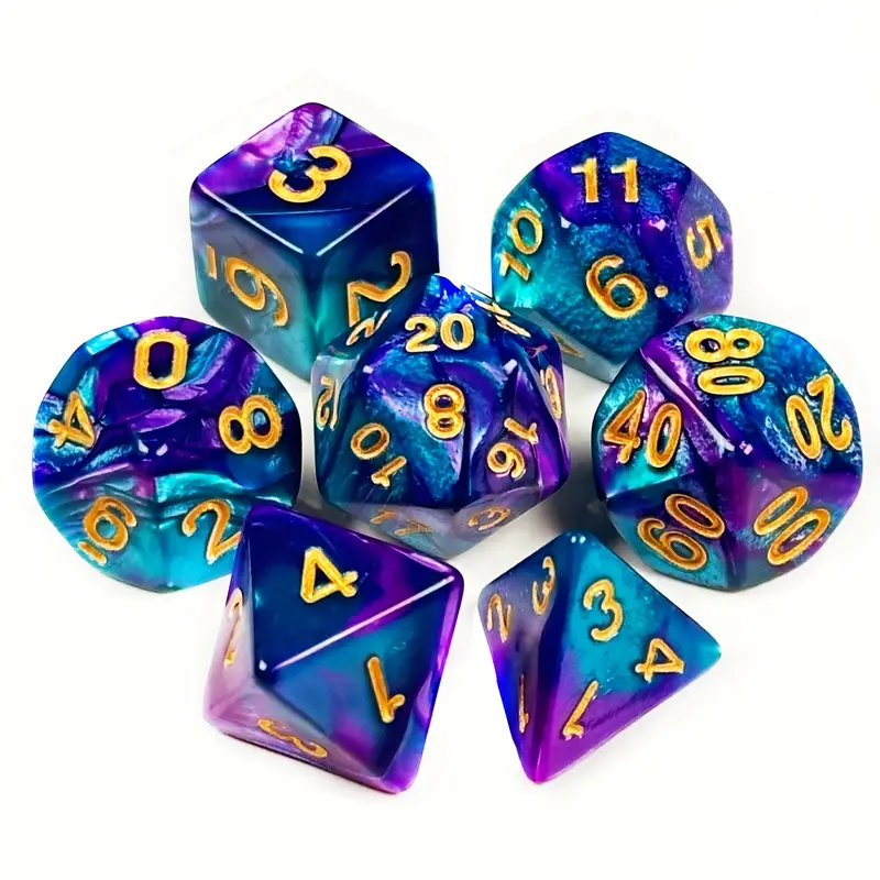 D&D Premium Dice Set and Chest Dungeons and Dragons / DND Rpg Dice 7 Dice and Storage for Avid Gamers