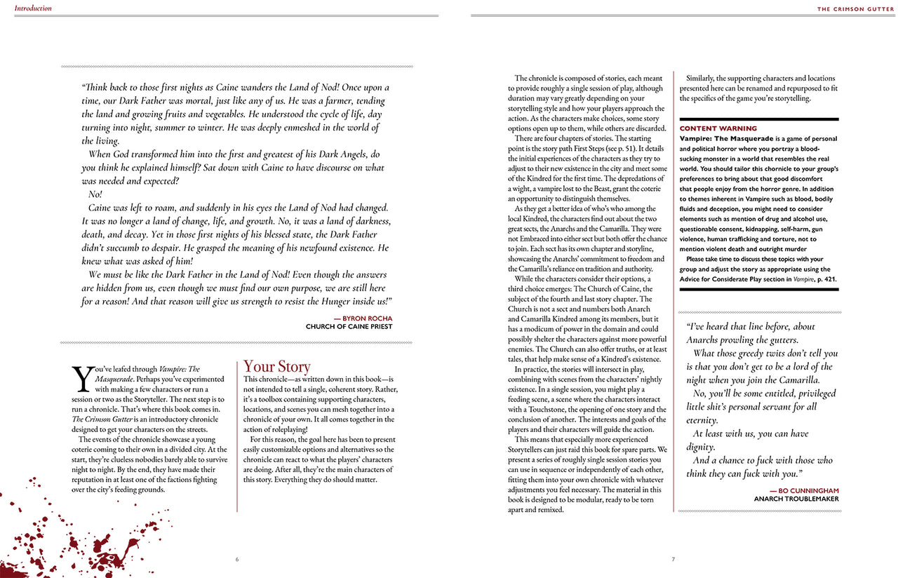 Vampire The Masquerade RPG: 5th Edition The Crimson Gutter Chronicle Book | Role Playing Game